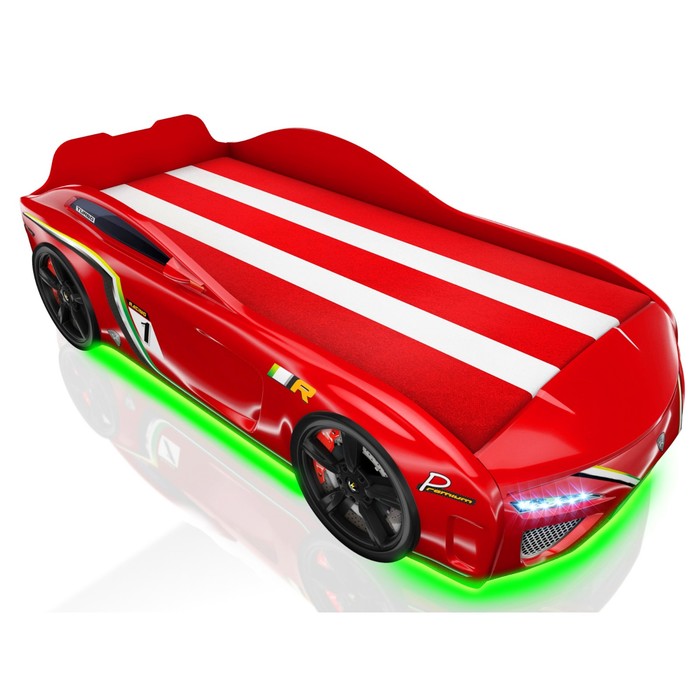 Кровать Romack SportLine (2018), 1700 x 800 см, подсветка дна и фар, цвет красный