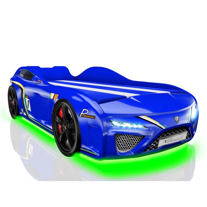 Кровать Romack SportLine (2018), 1700 x 800 см, подсветка дна и фар, цвет синий