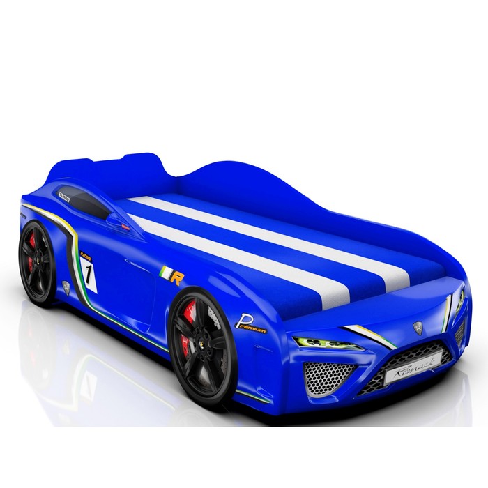 Кровать Romack SportLine (2018), 1700 x 800 см, подсветка дна и фар, цвет синий