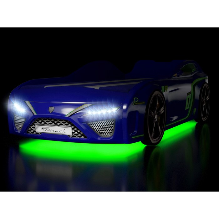 Кровать Romack SportLine (2018), 1700 x 800 см, подсветка дна и фар, цвет синий