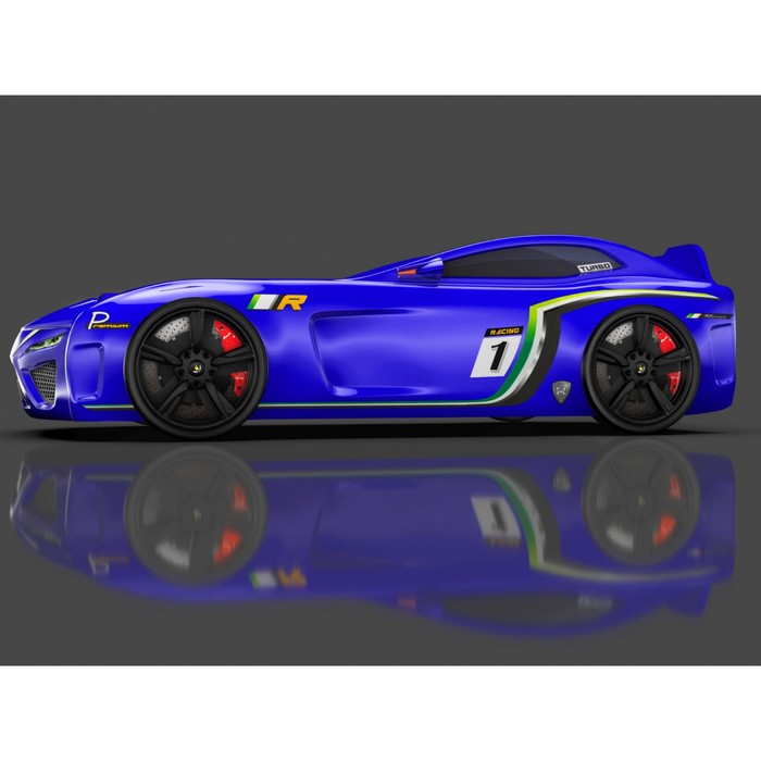 Кровать Romack SportLine (2018), 1700 x 800 см, подсветка дна и фар, цвет синий