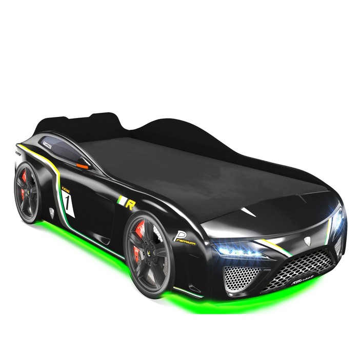 Кровать Romack SportLine (2018), 1700 x 800 см, подсветка дна и фар, цвет чёрный