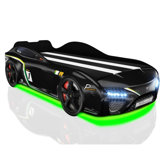 Кровать Romack SportLine (2018), 1700 x 800 см, подсветка дна и фар, цвет чёрный