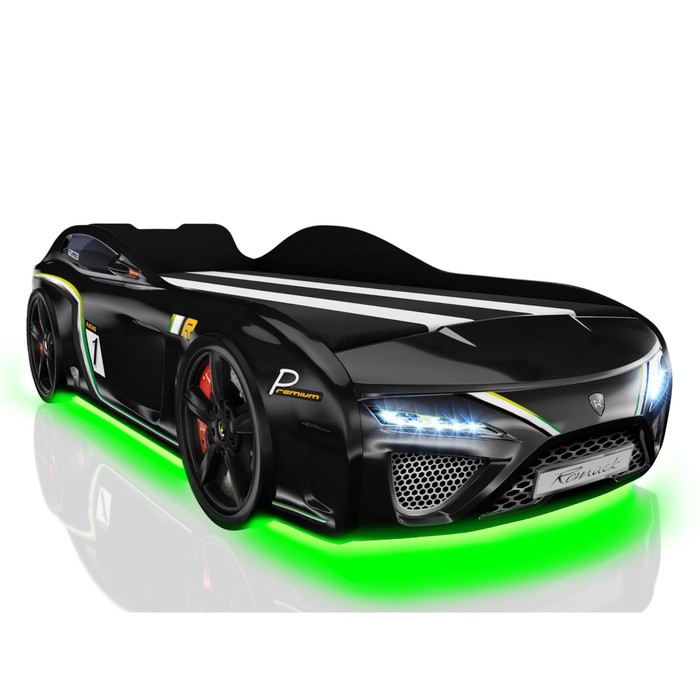 Кровать Romack SportLine (2018), 1700 x 800 см, подсветка дна и фар, цвет чёрный