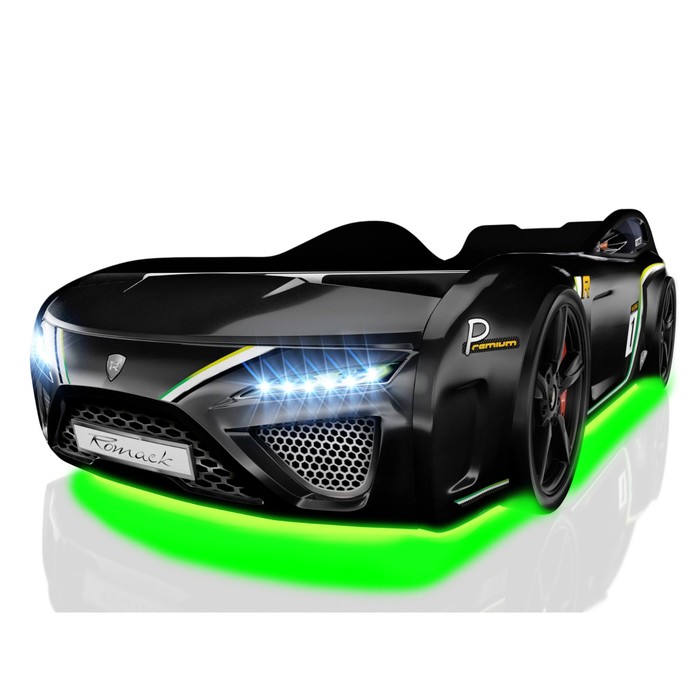 Кровать Romack SportLine (2018), 1700 x 800 см, подсветка дна и фар, цвет чёрный