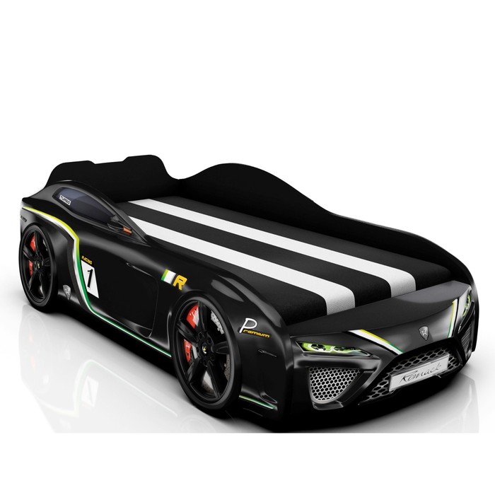 Кровать Romack SportLine (2018), 1700 x 800 см, подсветка дна и фар, цвет чёрный
