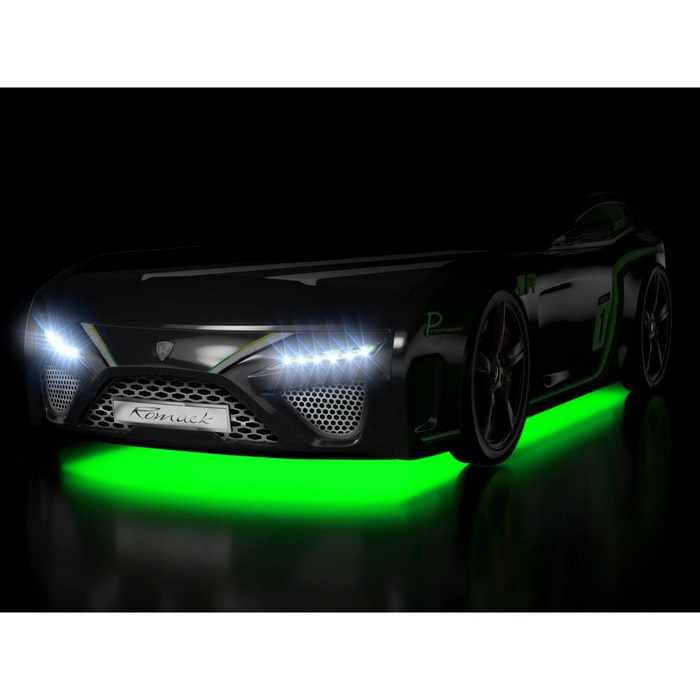 Кровать Romack SportLine (2018), 1700 x 800 см, подсветка дна и фар, цвет чёрный