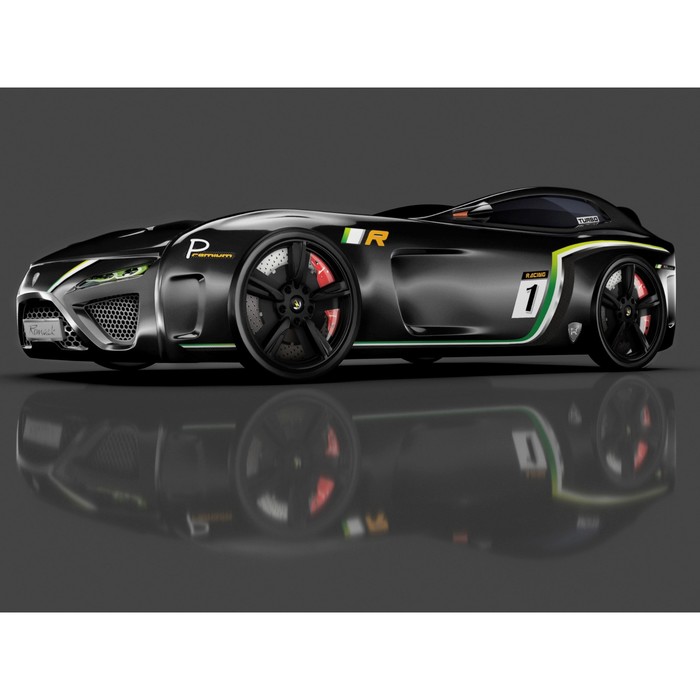 Кровать Romack SportLine (2018), 1700 x 800 см, подсветка дна и фар, цвет чёрный