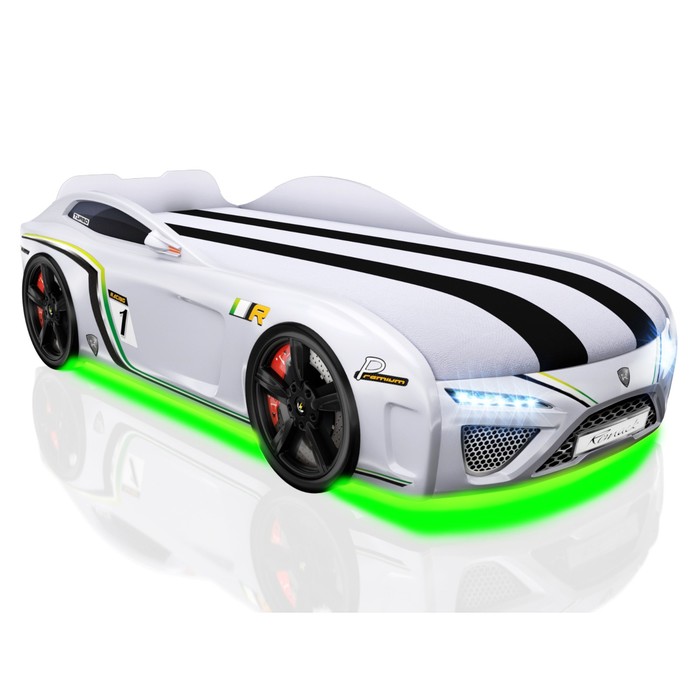 Кровать Romack SportLine-М, 1700 x 800, подсветка дна и фар, цвет белый