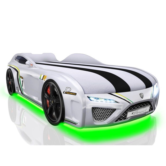 Кровать Romack SportLine-М, 1700 x 800, подсветка дна и фар, цвет белый