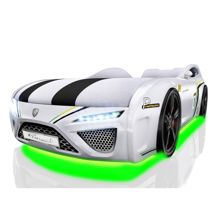Кровать Romack SportLine-М, 1700 x 800, подсветка дна и фар, цвет белый
