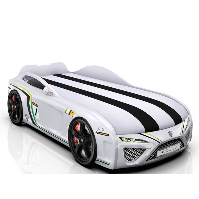 Кровать Romack SportLine-М, 1700 x 800, подсветка дна и фар, цвет белый