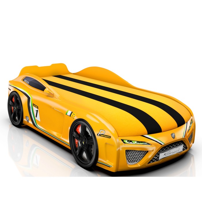 Кровать Romack SportLine-М , 1700 x 800, подсветка дна и фар, цвет жёлтый