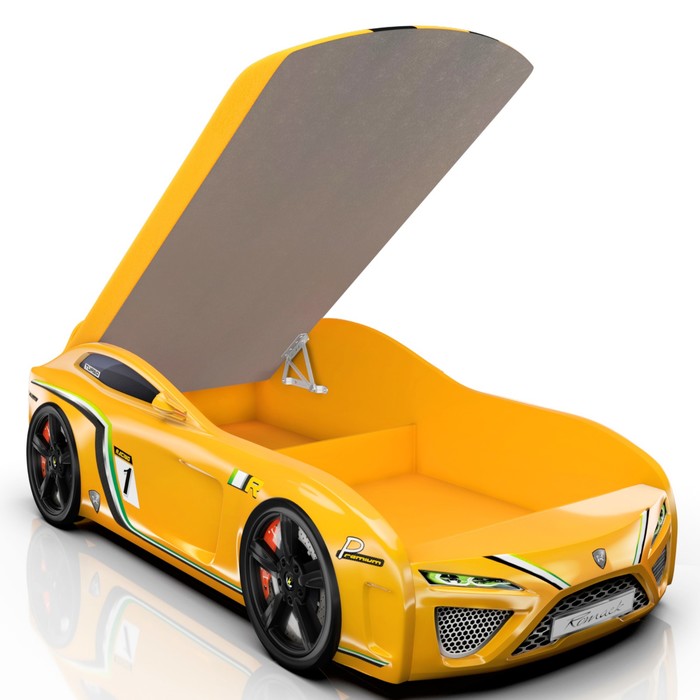 Кровать Romack SportLine-М , 1700 x 800, подсветка дна и фар, цвет жёлтый