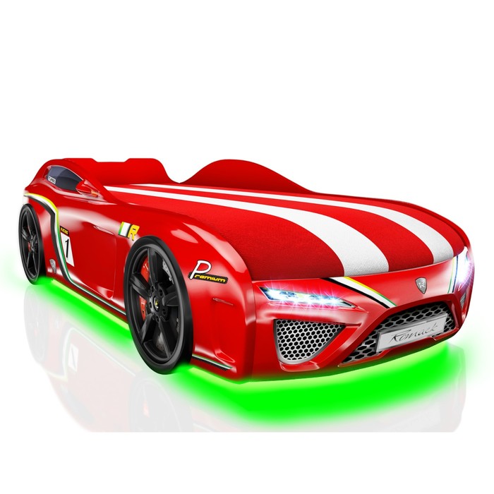 Кровать Romack SportLine-М, 1700 x 800, подсветка дна и фар, цвет красный