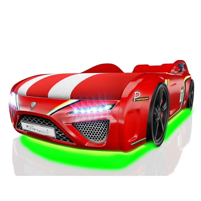 Кровать Romack SportLine-М, 1700 x 800, подсветка дна и фар, цвет красный