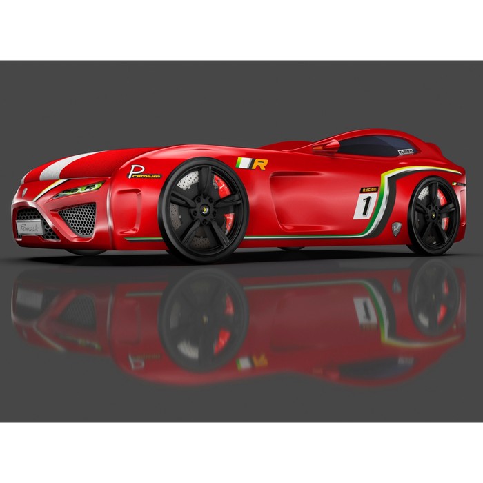 Кровать Romack SportLine-М, 1700 x 800, подсветка дна и фар, цвет красный