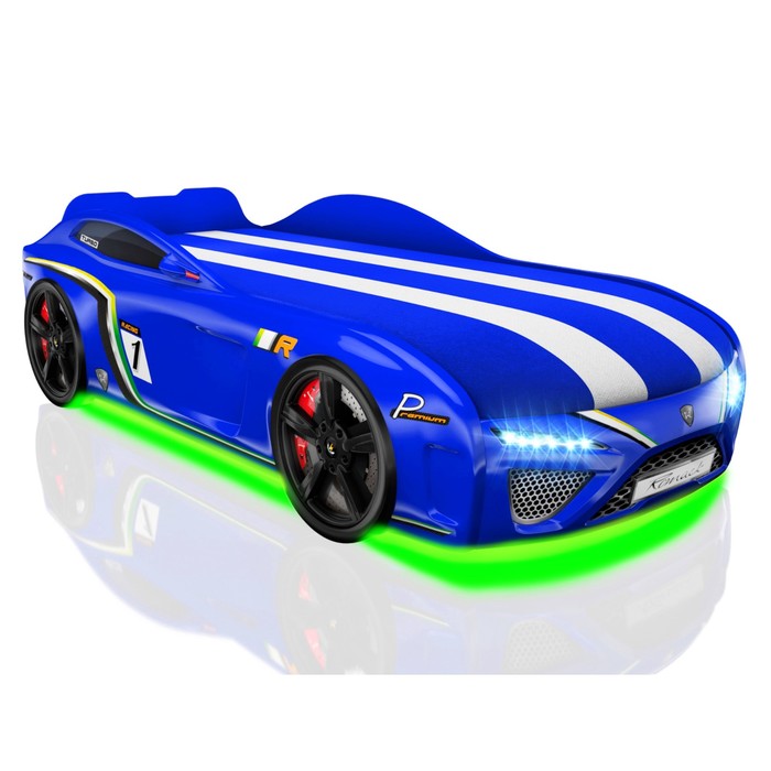 Кровать Romack SportLine-М, 1700 x 800, подсветка дна и фар, цвет синий