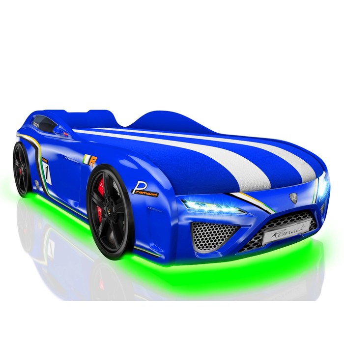 Кровать Romack SportLine-М, 1700 x 800, подсветка дна и фар, цвет синий