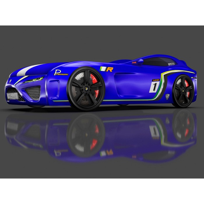 Кровать Romack SportLine-М, 1700 x 800, подсветка дна и фар, цвет синий