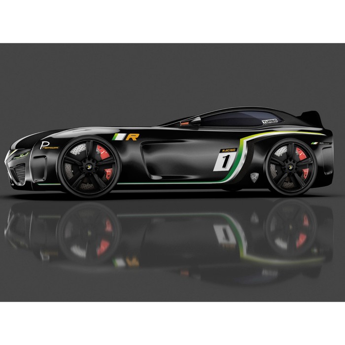 Кровать Romack SportLine-М, 1700 x 800,подсветка дна и фар, цвет чёрный