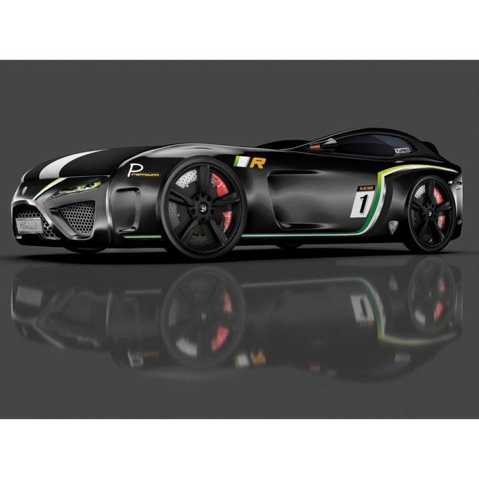 Кровать Romack SportLine-М, 1700 x 800,подсветка дна и фар, цвет чёрный