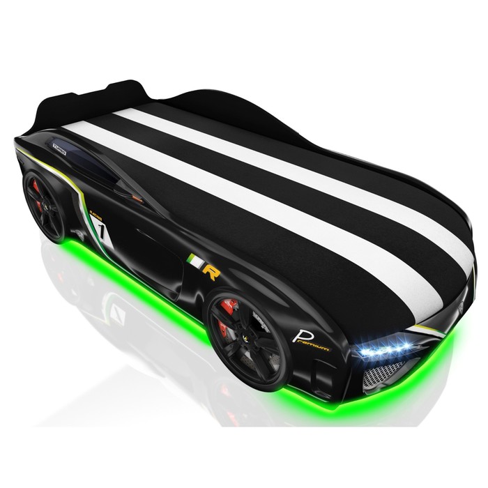 Кровать Romack SportLine-М, 1700 x 800,подсветка дна и фар, цвет чёрный