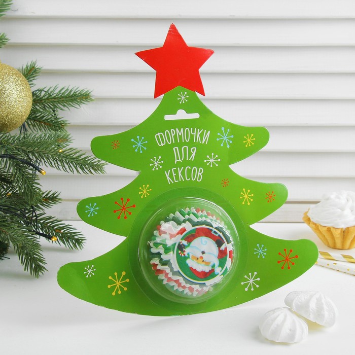 Тарталетка "Дед Мороз" на подложке (набор 50 шт)