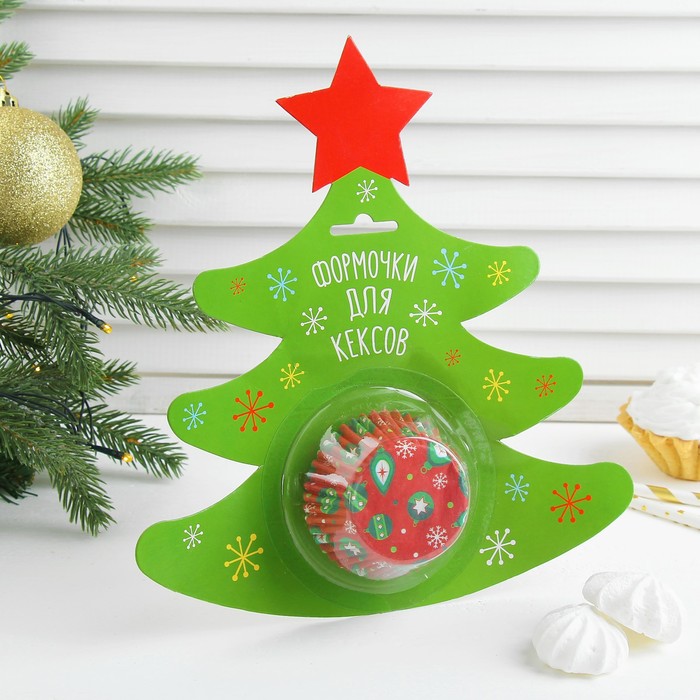 Тарталетка "Новогодние украшения" на подложке (набор 50 шт)