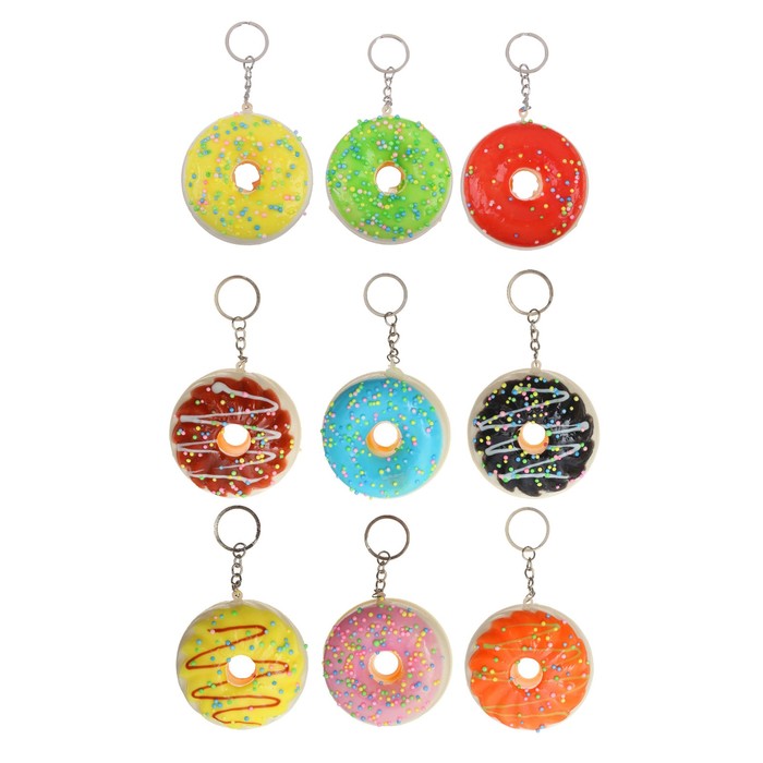 Мялка сквиши "Пончик" на брелоке, цвета МИКС