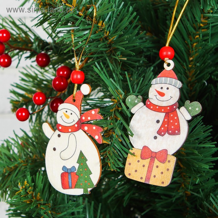 подвеска новогодняя снеговик с подарочками микс Подвеска новогодняя «Снеговик с подарочками», МИКС