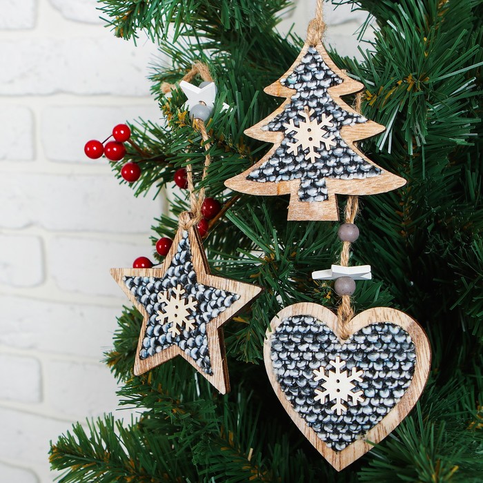 Подвеска новогодняя "Зимний вечер", МИКС, серая