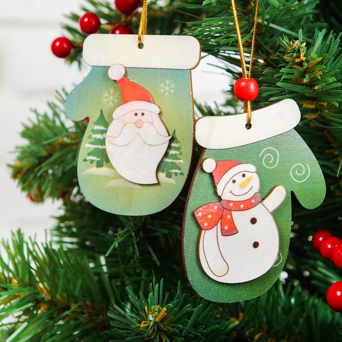 Подвеска новогодняя "Варежка", МИКС