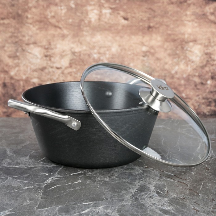 Кастрюля Black 24x11 см, 3,2 л, крышка стекло