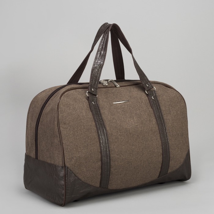 Сумка дорожная, отдел на молнии, джинс коричневый