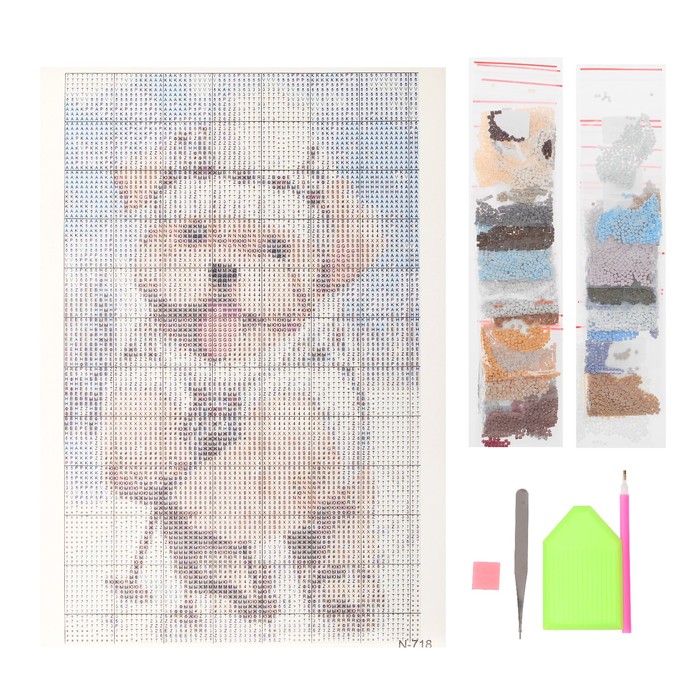 Алмазная мозаика "Пес-спортсмен" 18*29 см, 29 цветов