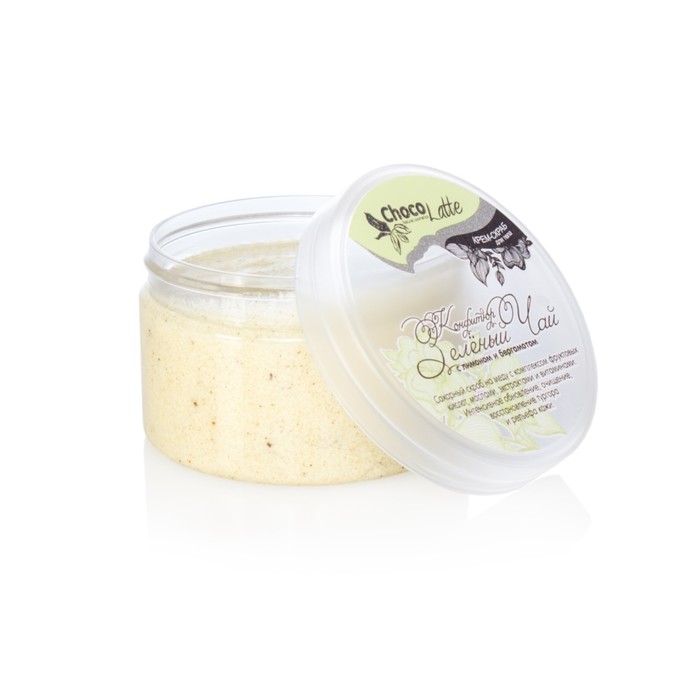 Скраб сахарный для тела ChocoLatte" Конфитюр Зеленый чай с бергамотом и лимоном", 280 г