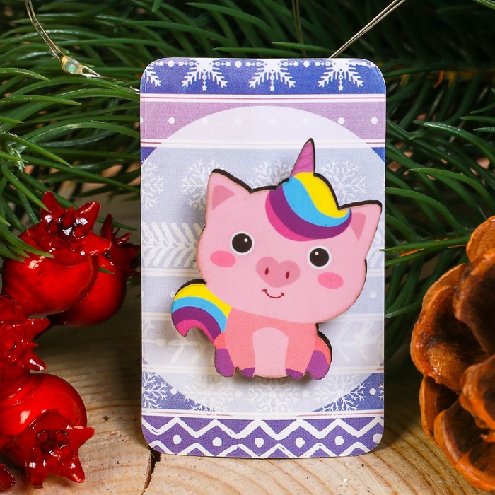 Новогодний значок "Единорог"