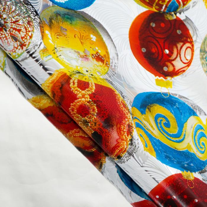 Бумага упаковочная голография «Ёлочные шары», 70 х 100 см