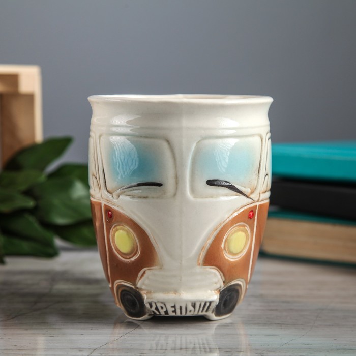 Кружка 400 мл "Автобус", коричневая