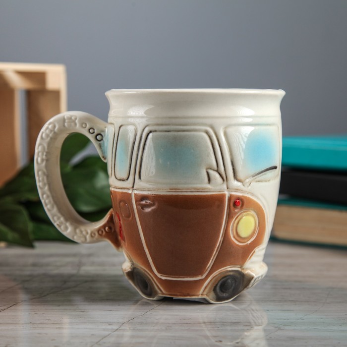 Кружка 400 мл "Автобус", коричневая