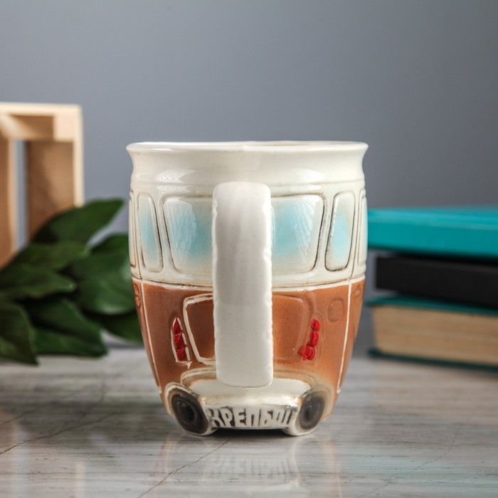 Кружка 400 мл "Автобус", коричневая