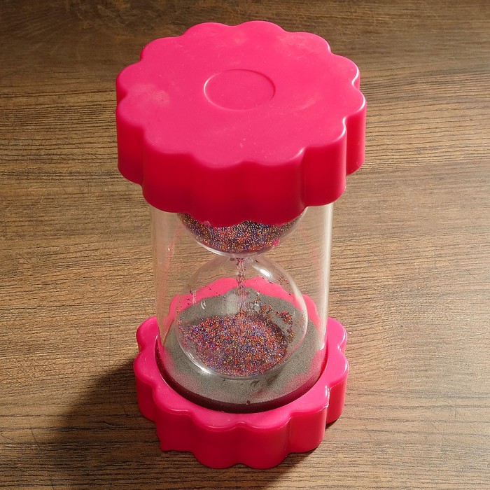 Часы песочные, края в форме цветка, разноцветные стеклянные шарики, 9х16 см МИКС