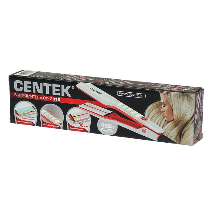 Выпрямитель Centek CT-2016, 45 Вт, 5 режимов, керамические пластины, бело-красный