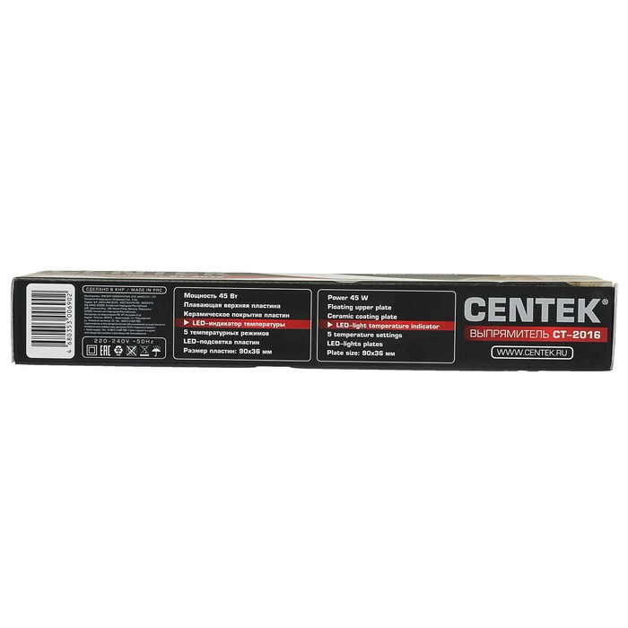 Выпрямитель Centek CT-2016, 45 Вт, 5 режимов, керамические пластины, бело-красный