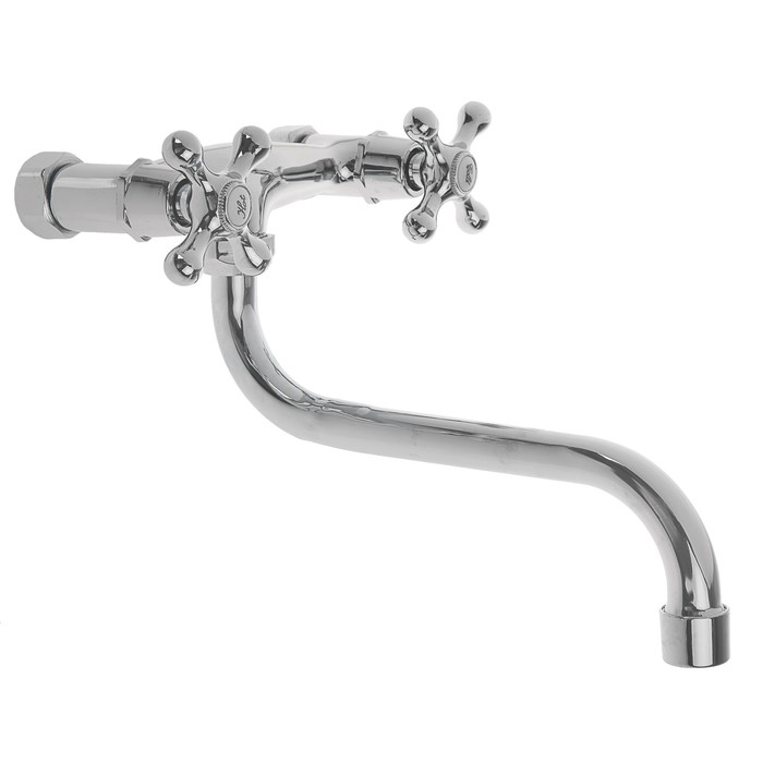 Смеситель для кухни ZERICH SWZC3579, двухрычажный, настенный, цинк, хром