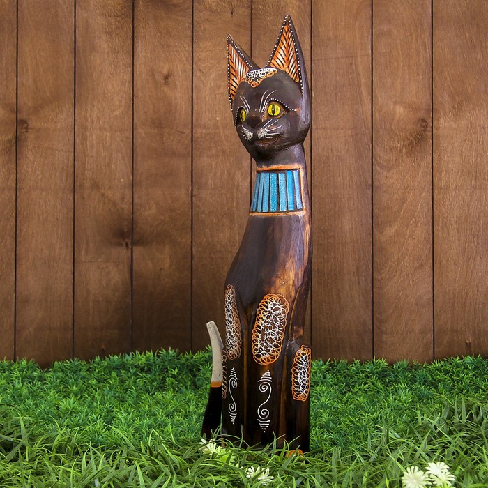 Сувенир дерево "Кошка с голубыми вставками" 14х6х60 см