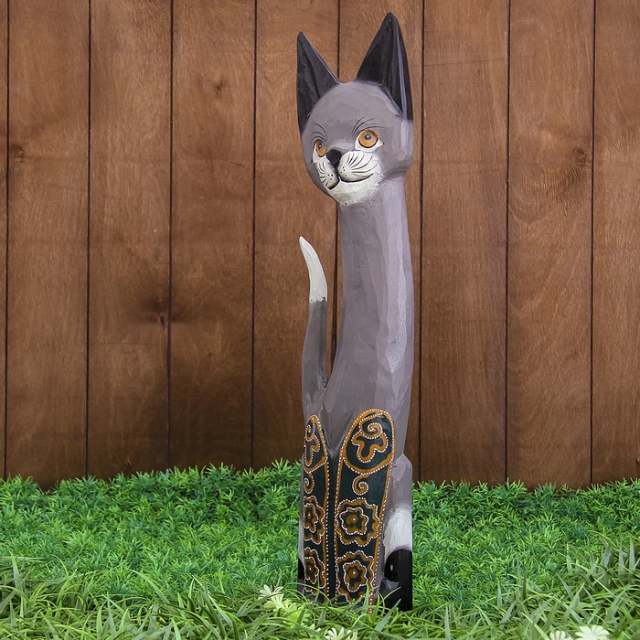 Сувенир дерево "Серая кошечка" 12,5х5,5х60 см