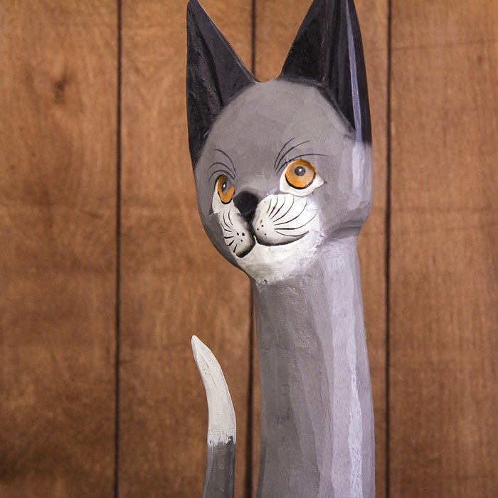Сувенир дерево "Серая кошечка" 12,5х5,5х60 см