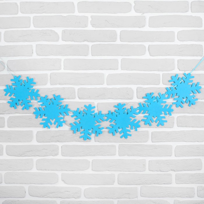 Гирлянда "Снежинки", цвет голубой